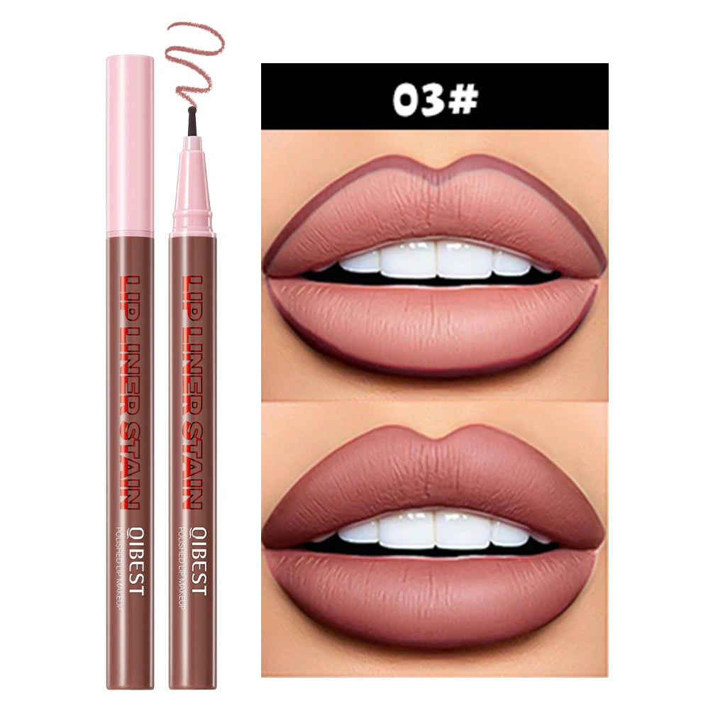 QIBEST Matte Liquid Lipliner Waterproof Lip Plumping Stain Natural Lip Liner Outline Lips Contour Pen Long Lasting Cosmetics Qme 03