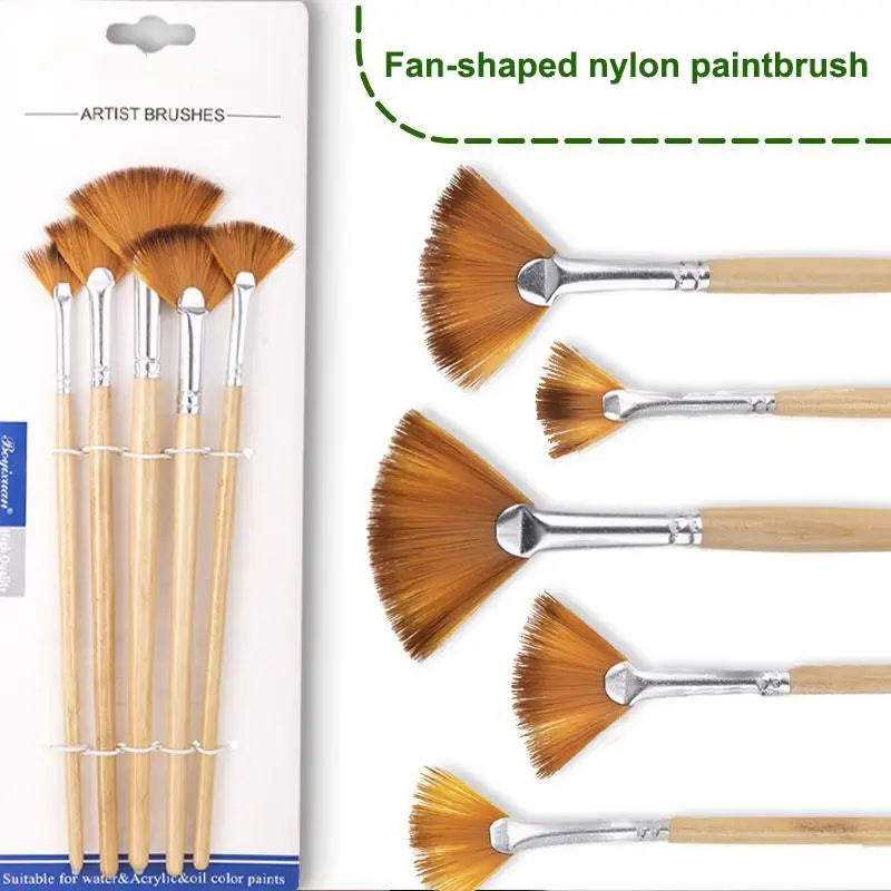 Professional Artist Paint Brush Nylon Bristles Watercolor Acrylic Oil Qme