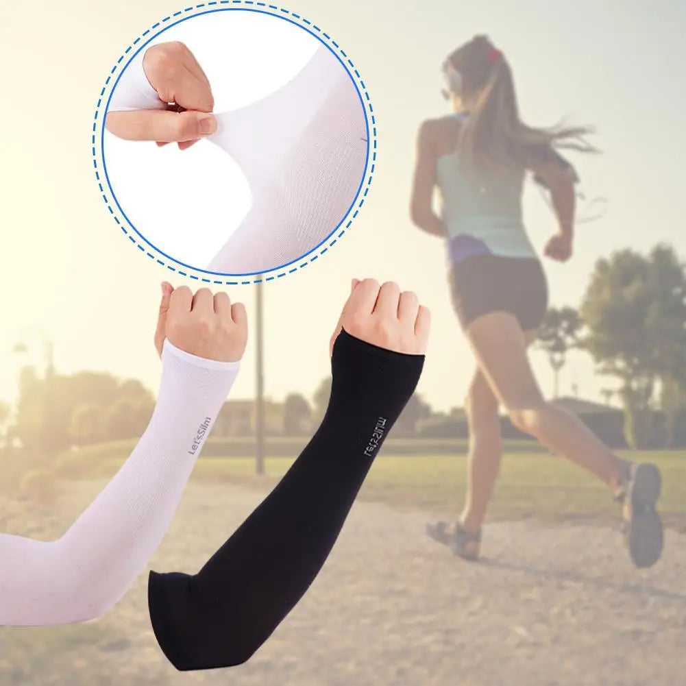 Summer Cooling Arm Sleeves Cover Outdoor Cycling Sports Running Qme