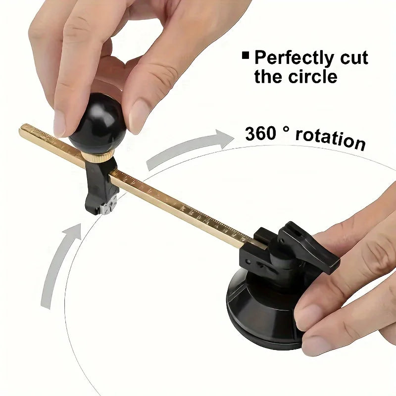 Adjustable Glass Circle Cutter With Suction Cup, Professional Round Glass Cutting Tool For Mirror Tile DIY Art Hole Opening Qme