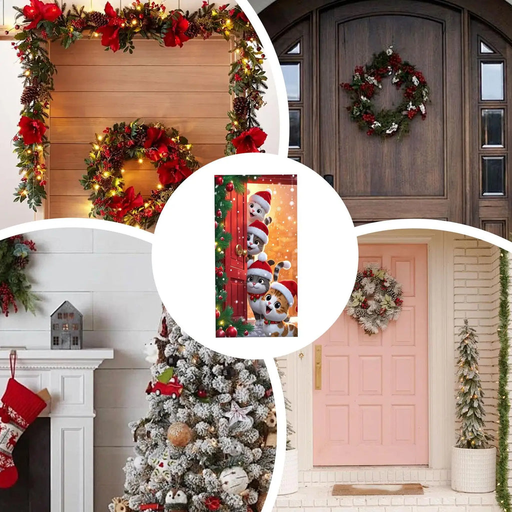 Christmas Door Wrap Cute Decor Waterproof Festive Decorations Outdoor Qme
