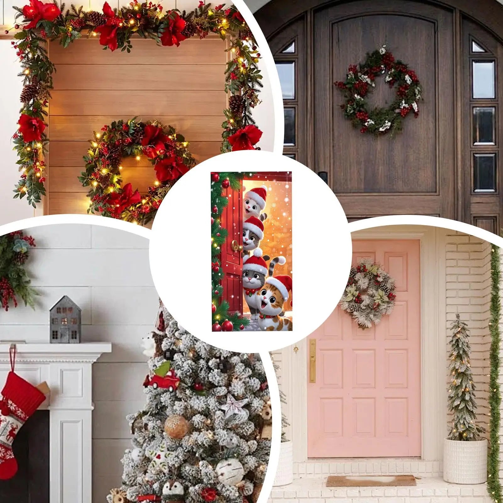 Christmas Door Wrap Cute Decor Waterproof Festive Decorations Outdoor Qme