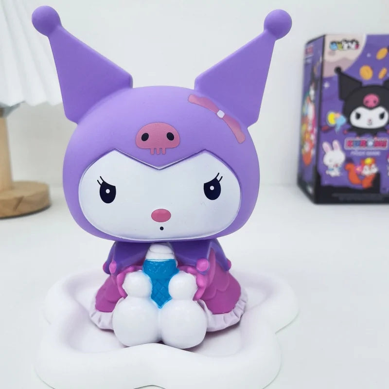Hello Kitty Kuromi Piggy Bank Desktop Ornament Toy Cartoon-style Vinyl Qme
