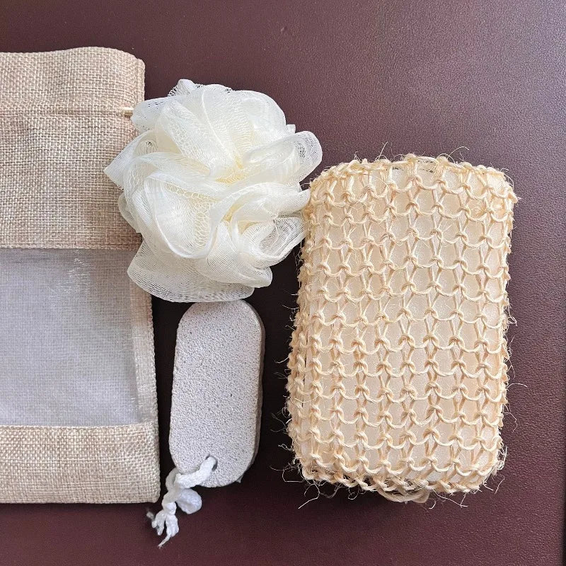Bath Loofah Pumice Stone Sisal Scrub Body Back Face Gentle Qme