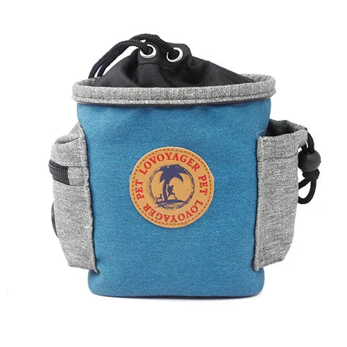 Pet color blocked snack bag training waist bag, multi-functional portable dog food waist bag Qme Blue