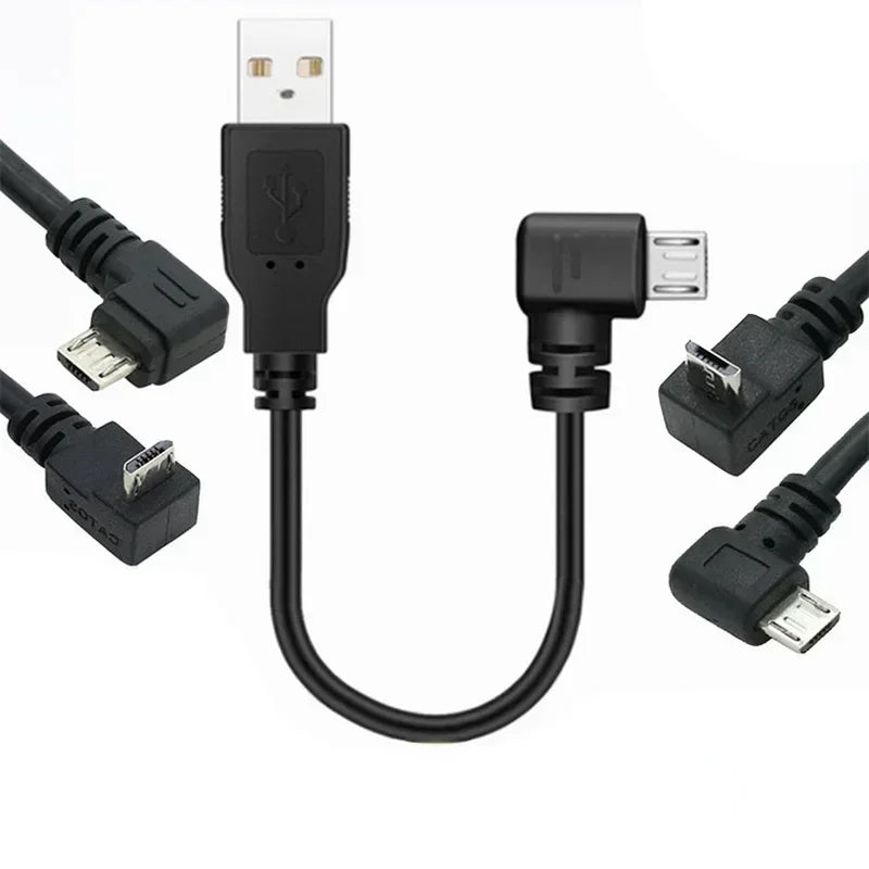 5pcs 0.25m Android Elbow Data Line Up and Down Left and Right Bend Micro USB Android Mobile Phone Line Car Recorder Charging Qme