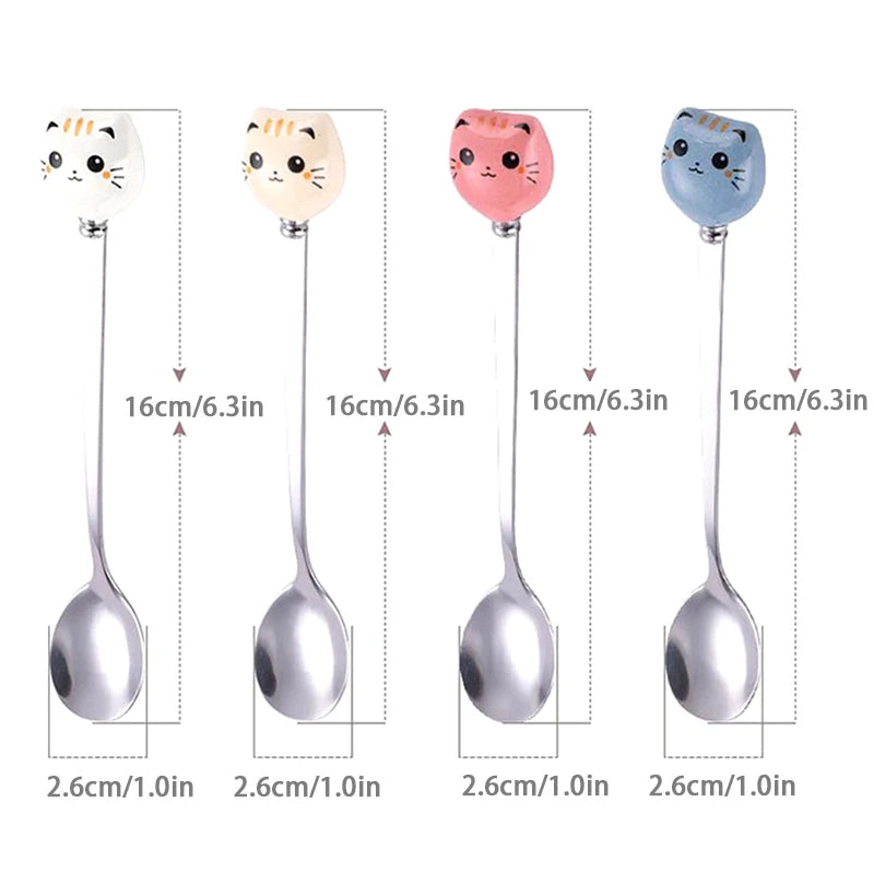 Dessert Spoons Flatware Kitchen Tools Ice Cream Cartoon Stirring Qme