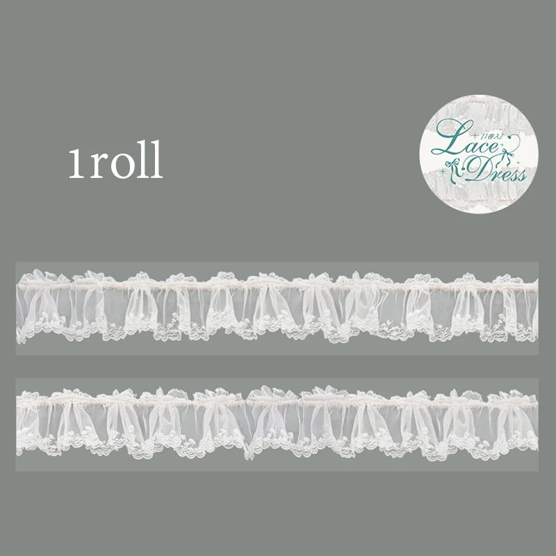 3 Rolls Imitation French Palace Lace Border Washi Tape, Elegant White Lace Stickers for Junk Journal Decoration Qme C