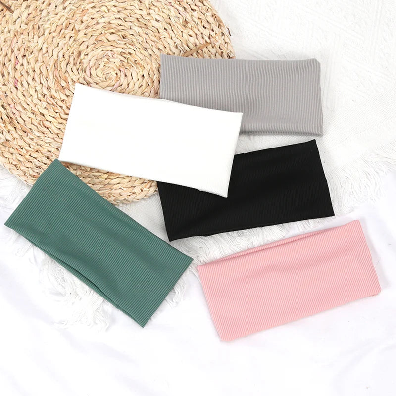 Women Elastic Solid Sports Headbands Running Fitness Yoga Hairbands Qme