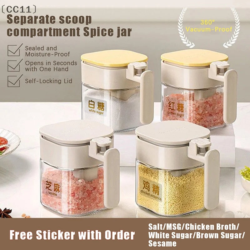 CC11Sealed Glass Seasoning Jar Moisture-proof Leak-proof Sugar Salt Qme