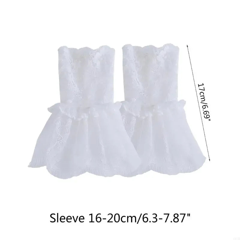 Elegant Detachable Wedding Cuffs Women Bridal Wrist Lace Pleated Qme