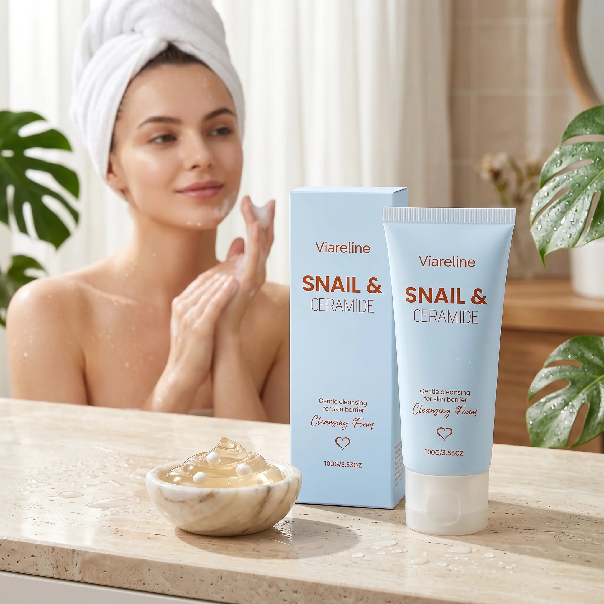 Viareline Cleansing Foam Dirt Removal Deep Cleansing Reduce Blackheads Oil Control Skin Care Moisturizier Soothing Face Cleanser Qme