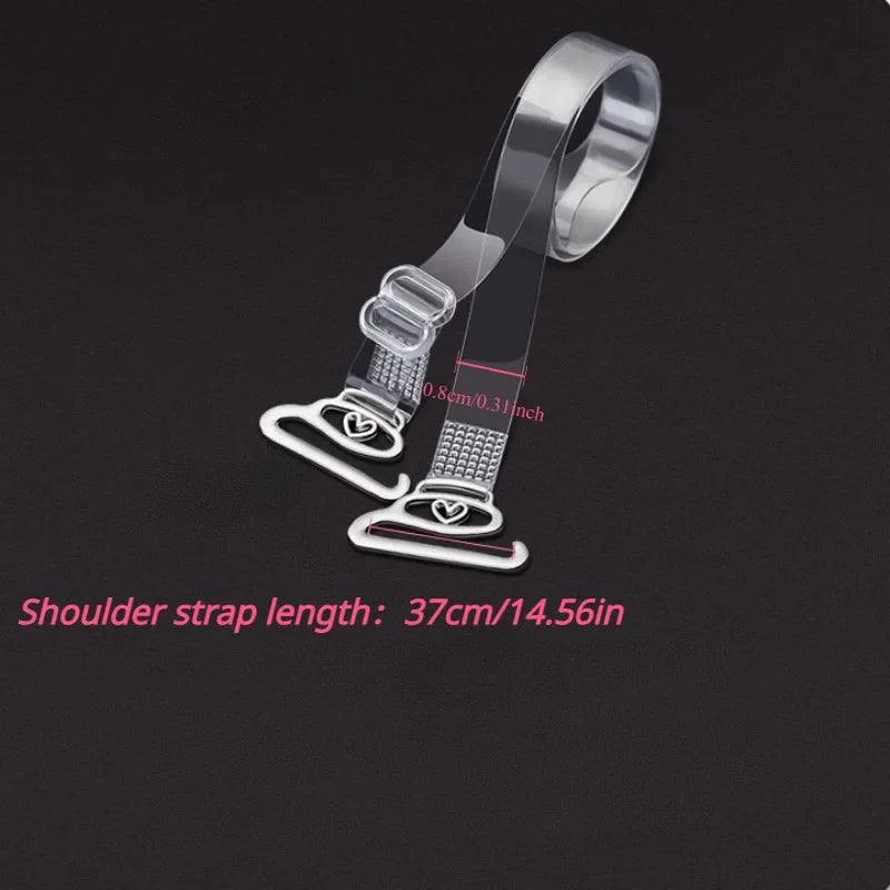 Clear Bra Strap Non Slip Traceless Ultra Fine Women Off Shoulder Tops Qme