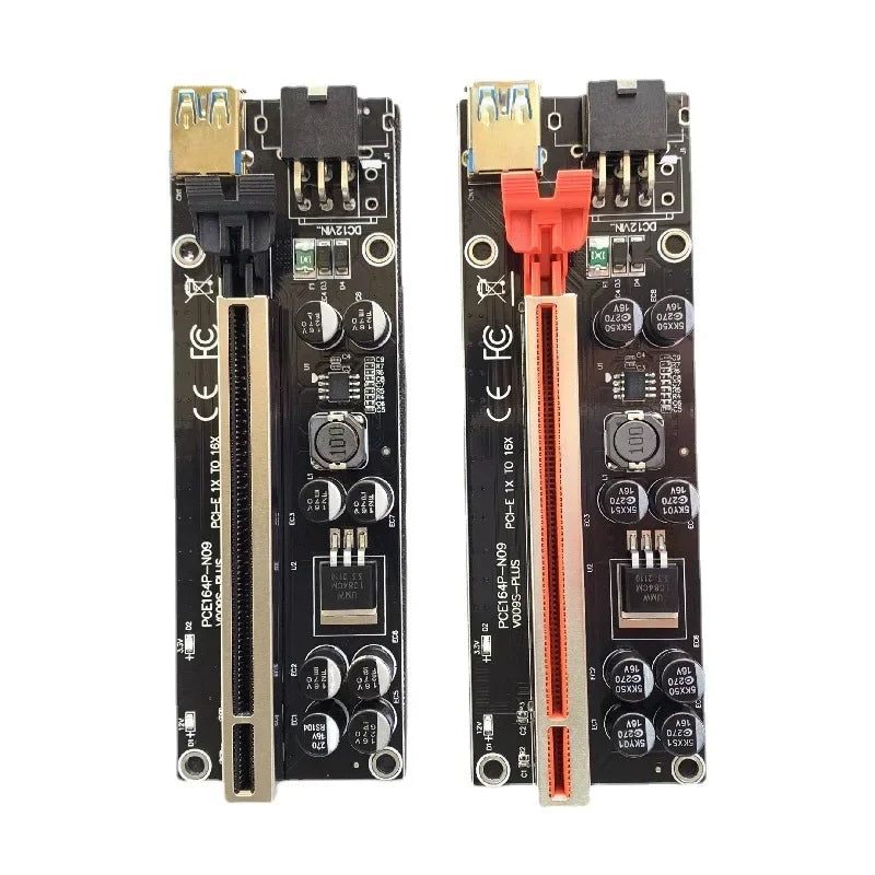 VER009S USB 3.0 PCI-E Riser VER 009S Express 1X 4x 8x 16x Extender Riser Adapter Card SATA 15pin To 6 Pin Power Cable Qme
