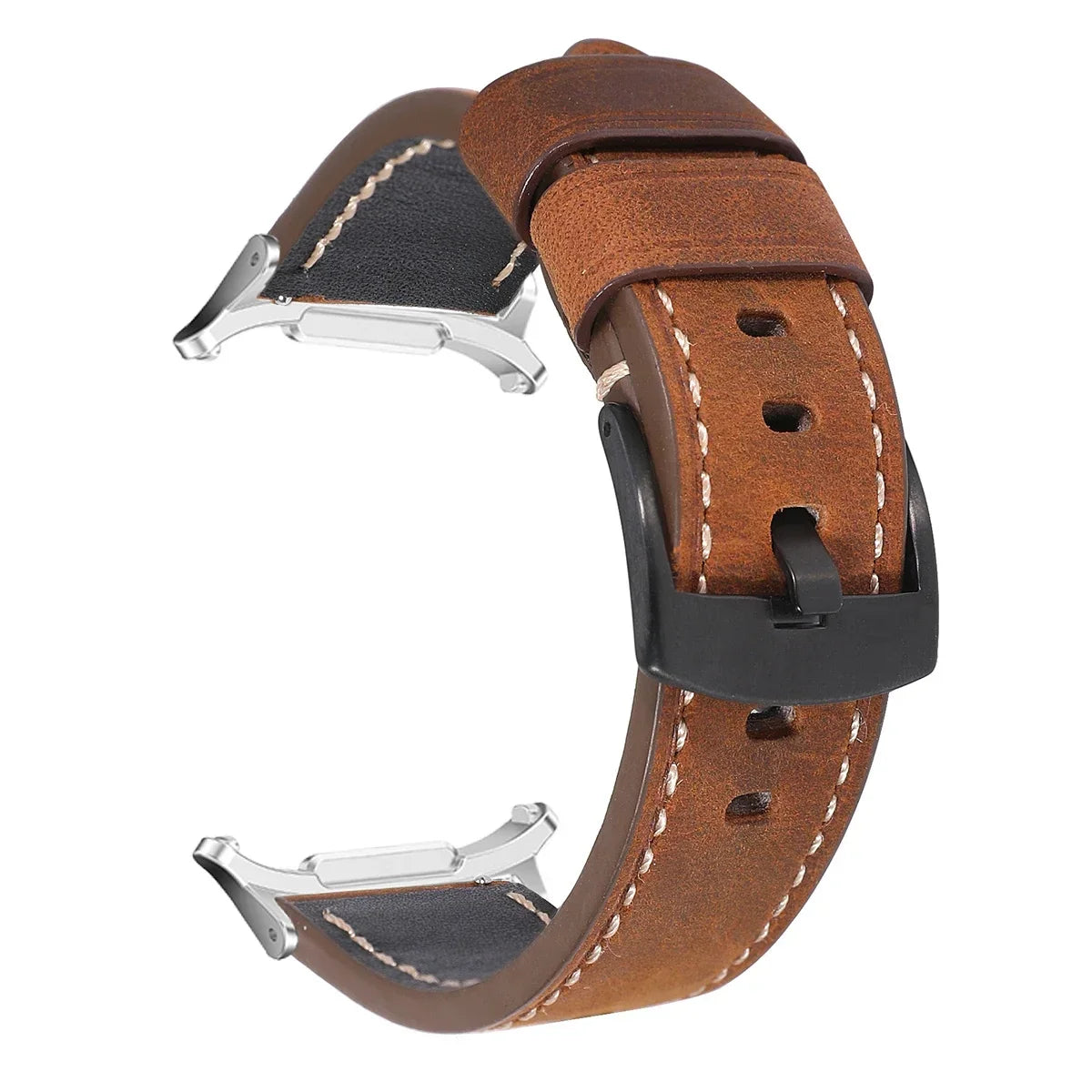 Leather Strap for Samsung Galaxy Watch 7 Ultra 47mm Quick Release Bracelet Wristband for Galaxy Watch Ultra Watchband 22mm Band Qme dark brown silver Galaxy 7 Ultra 47mm