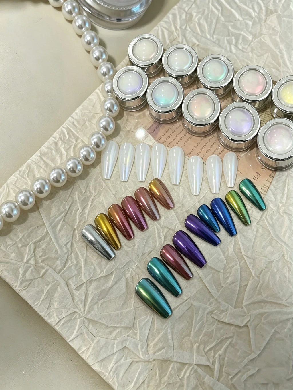 10-piece Aurora Ice Skin Powder Mermaid Chrome Nail Glitter Moonlight Qme