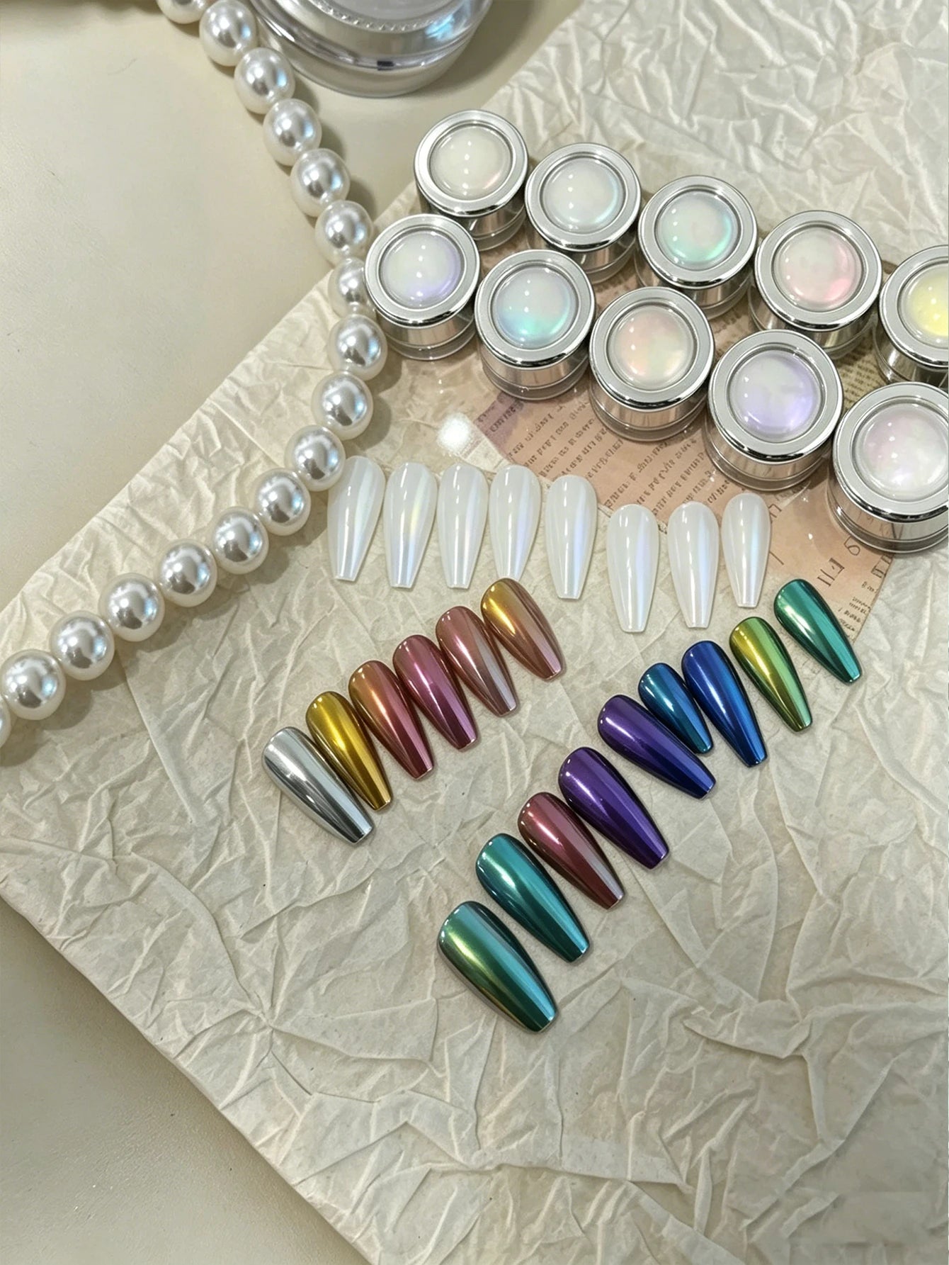 10-piece Aurora Ice Skin Powder Mermaid Chrome Nail Glitter Moonlight Qme