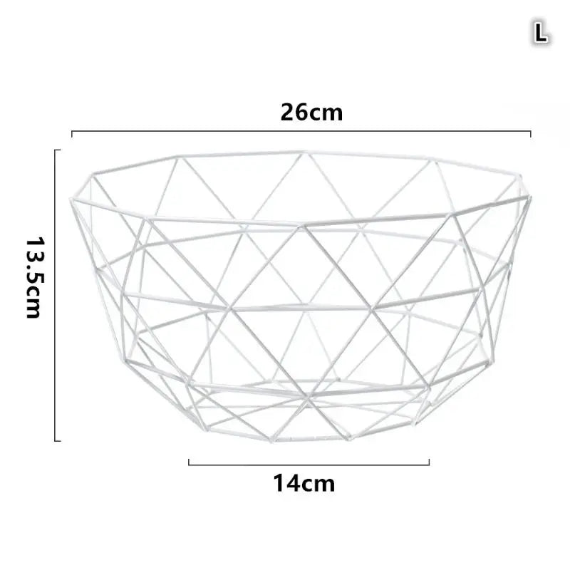 Iron Fruit Basket Simple Basin Multi-size Snack Bread Vegetable Qme White Large