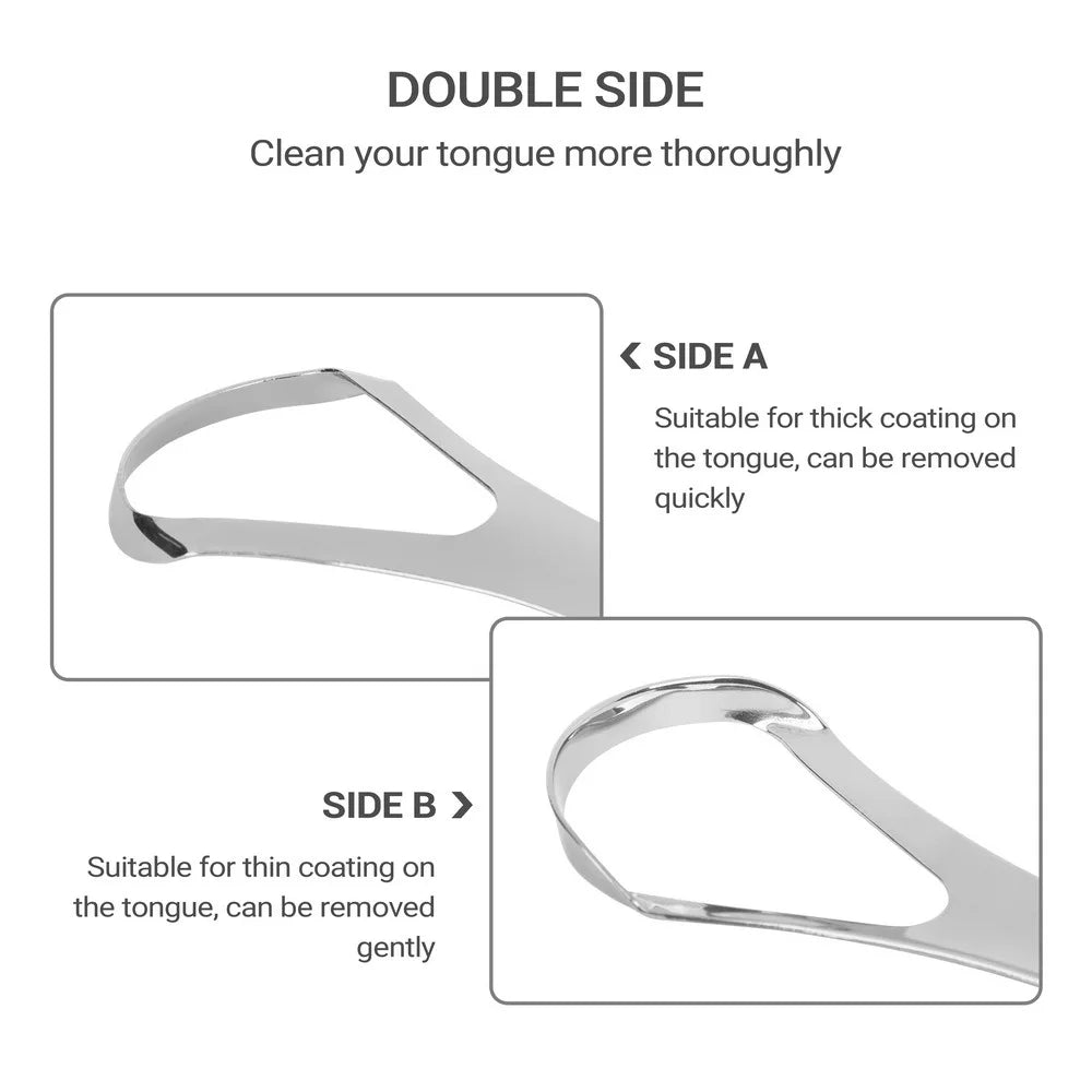 Stainless Steel Tongue Scraper Cleaner Fresh Breath Cleaning Coated Qme