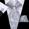 Hi-tie Smoke Grey Tie Men Elegant Mens Necktie Pocket Square Cufflink Qme 3530