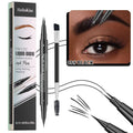 Two-pronged Eyebrow Pencil Waterproof Two-in-one Liquid Eyebrow Pencil Curved Eyebrow Pen With Fork And Precise Brush Tip Makeup Qme 05 Black CN