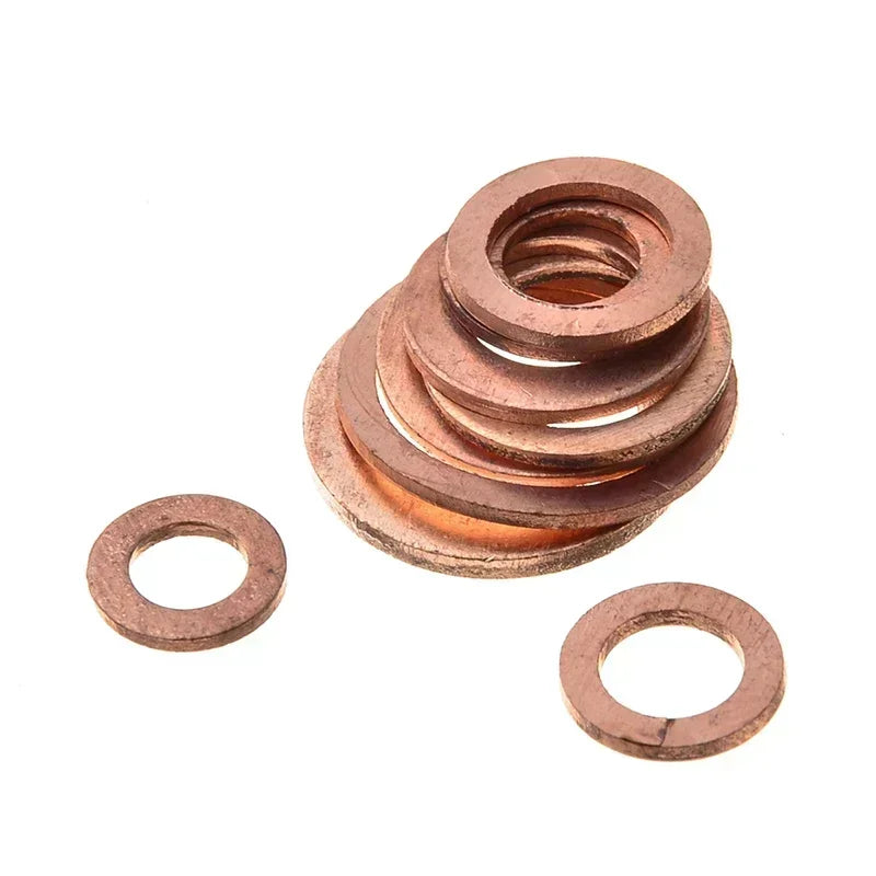 100 PCS Of Copper Washers, Washers, Nuts, And Bolts, With Box M4/M5/M6/M8/M10/M12/M14 Seal Combination Kit For Oil Pan Plugs Qme