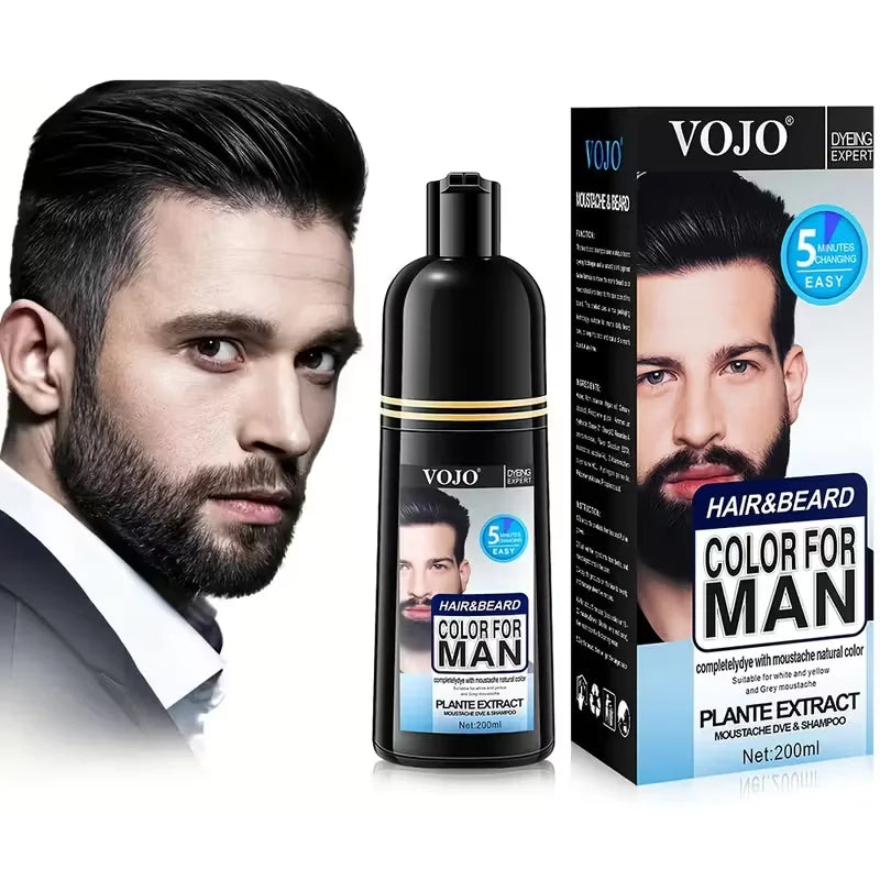 Natural Permanent Beard Dye Shampoo Long Lasting Coloring Men Removal Qme
