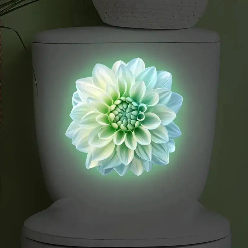 Luminous Toilet Sticker Night Light Lotus Wall Decal Seat Cover Qme