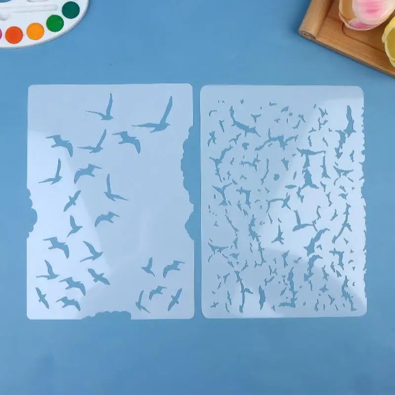 DIY Scrapbooking Reusable Bird Pattern Stencil Card Making Crafts Qme