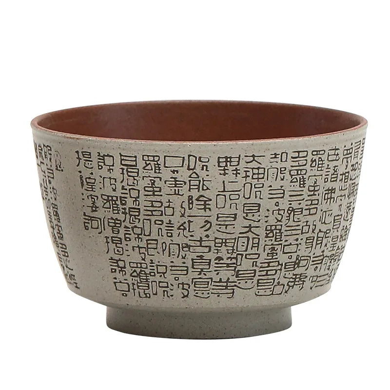 Eastern Zen Large Tea Cup Retro Chinese Heart Sutra Gaiwan Durable Qme