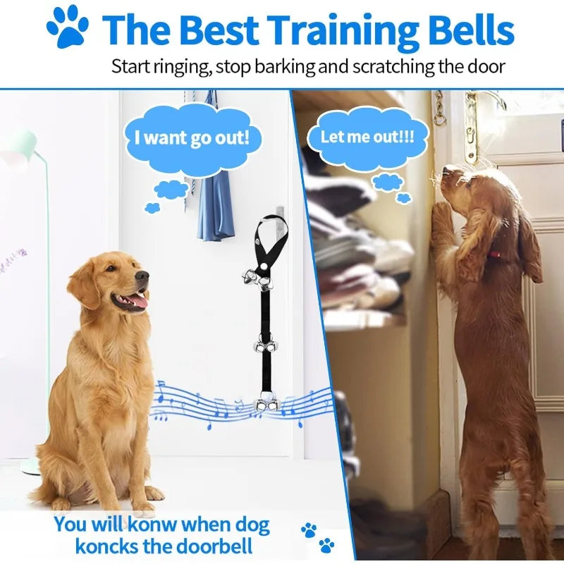 2-piece dog doorbell set, pet outdoor training and communication bell, pet interactive toy, adjustable with doorbell Qme