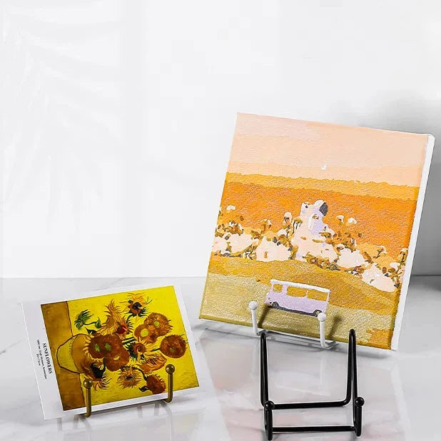 Iron Photo Frame Stand Easel Support Ceramic Disc Studio Album Qme