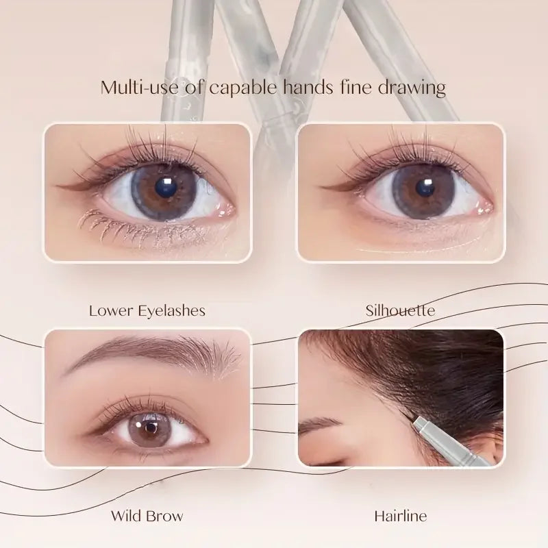 0.01mm double-claw lower eyeliner liquid eyeliner, ultra-fine eyebrow pencil, multi-purpose for beginners, black & brown, Korean Qme