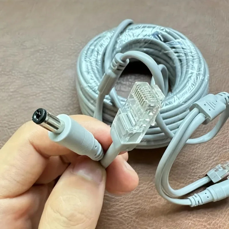 1PCS RJ45 Network Camera Cable Power Ethernet Combo Cable 2-in-1 Surveillance Camera Connection Wire Qme