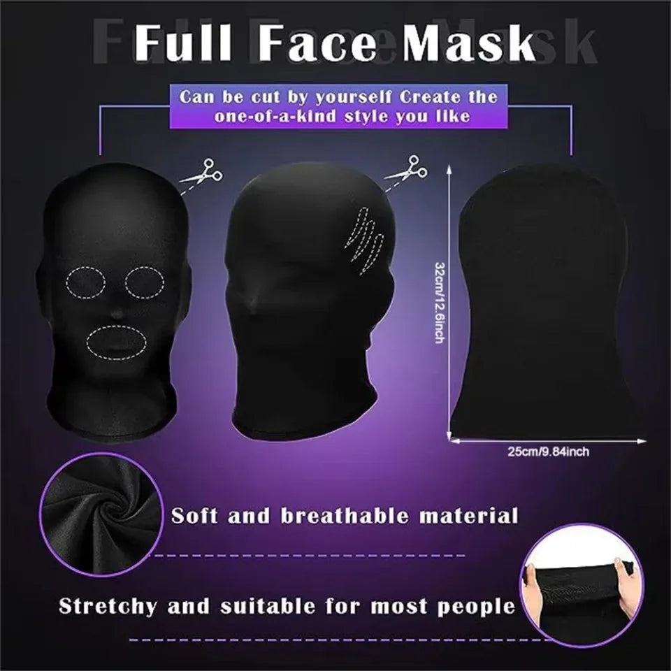 Cosplay Black No Hole Spandex Head Cover Hat Women Men Simulate CS Qme