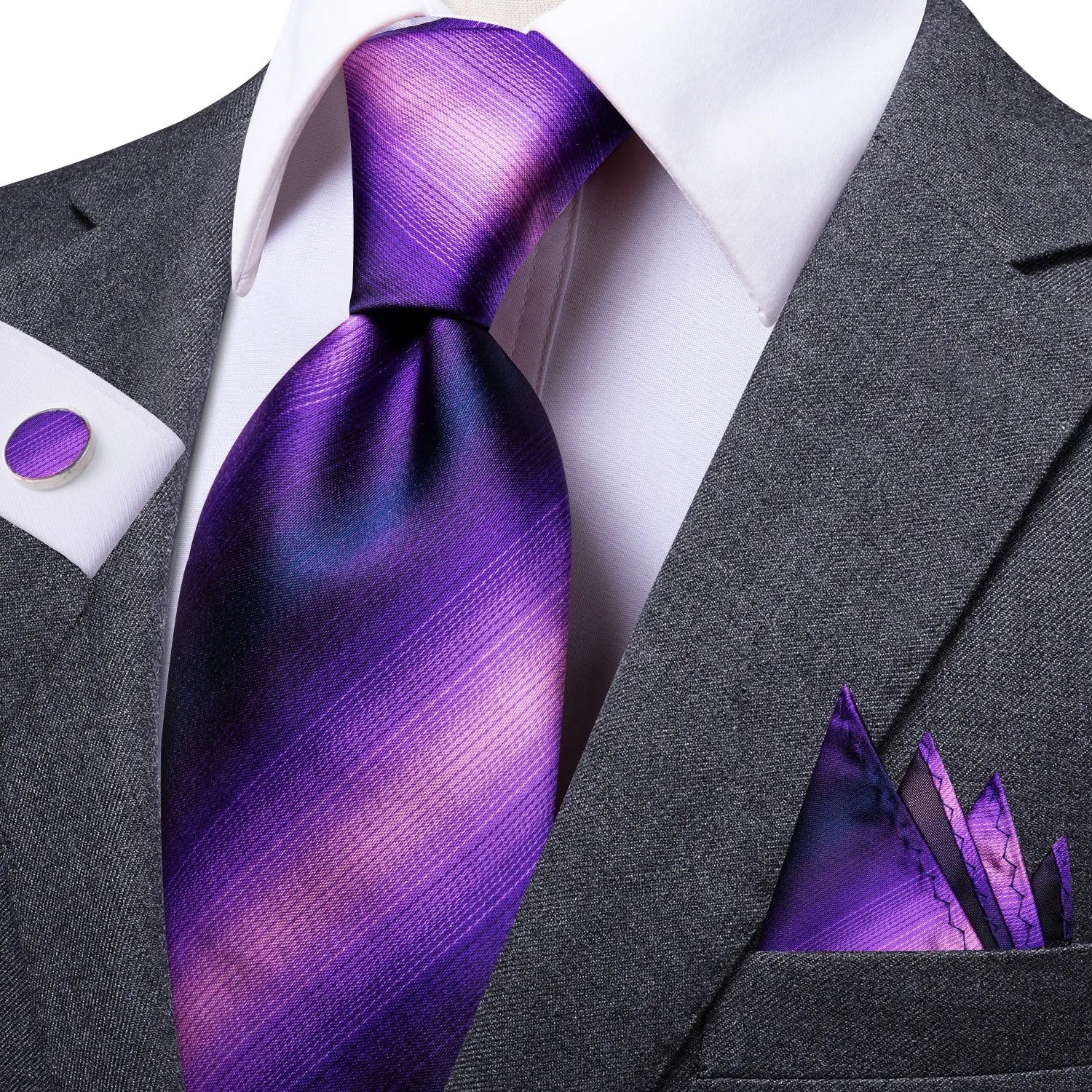 Men's Tie Set with Pocket Square, Colorful Striped Business Collection for Formal Suit Accessories Qme DPT-LDSN0022