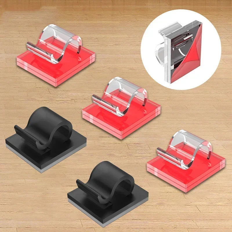 200PC Cable Clips Self Adhesive Cord Management Black Wire Holder Organizer Clamp Self-adhesive Car Wire Clip Accessories Stock Qme