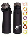 Portable Sports Traw Water Bottle Equipped 0 Sugar Calorie Random Qme Dark black 0.8L