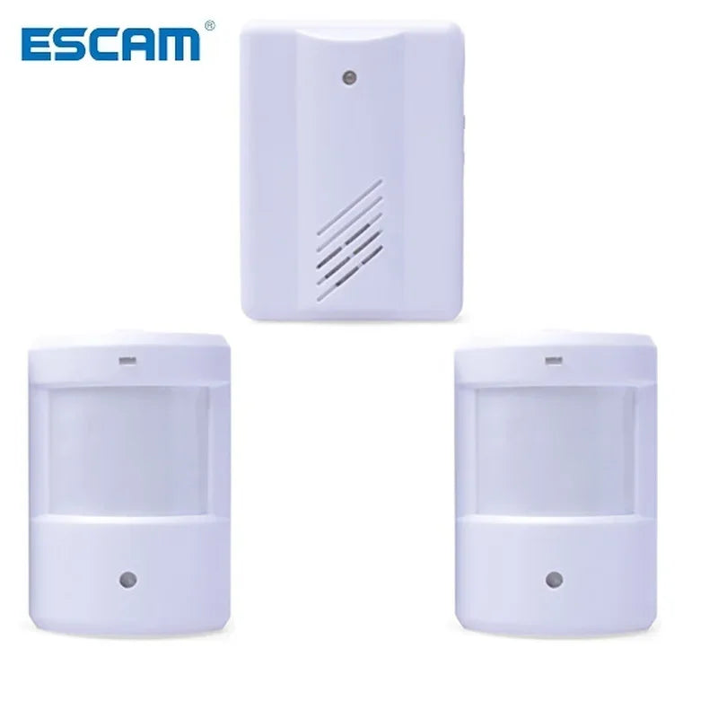 Wireless IR Alarm Doorbell with Motion Sensor - 2 Transmitters, 1 Receiver for Driveway/Garage Qme