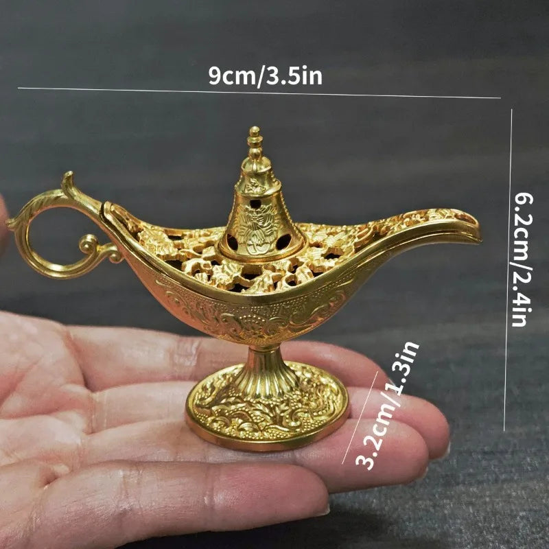 Mini Metal Incense Burner Retro Ornate Pagoda Fu Pouch Lotus Styles Qme Small Aladdin-golden