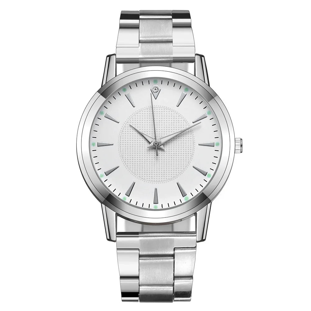 New couple watch with luminous steel strip for women, quartz watch for men and women, gift watch manufacturer Qme