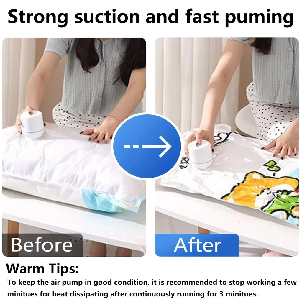 Electric Air Pump for Vacuum Bags, EU Plug, Suitable for Clothes Storage Bags Labor-saving Compression Tool Qme
