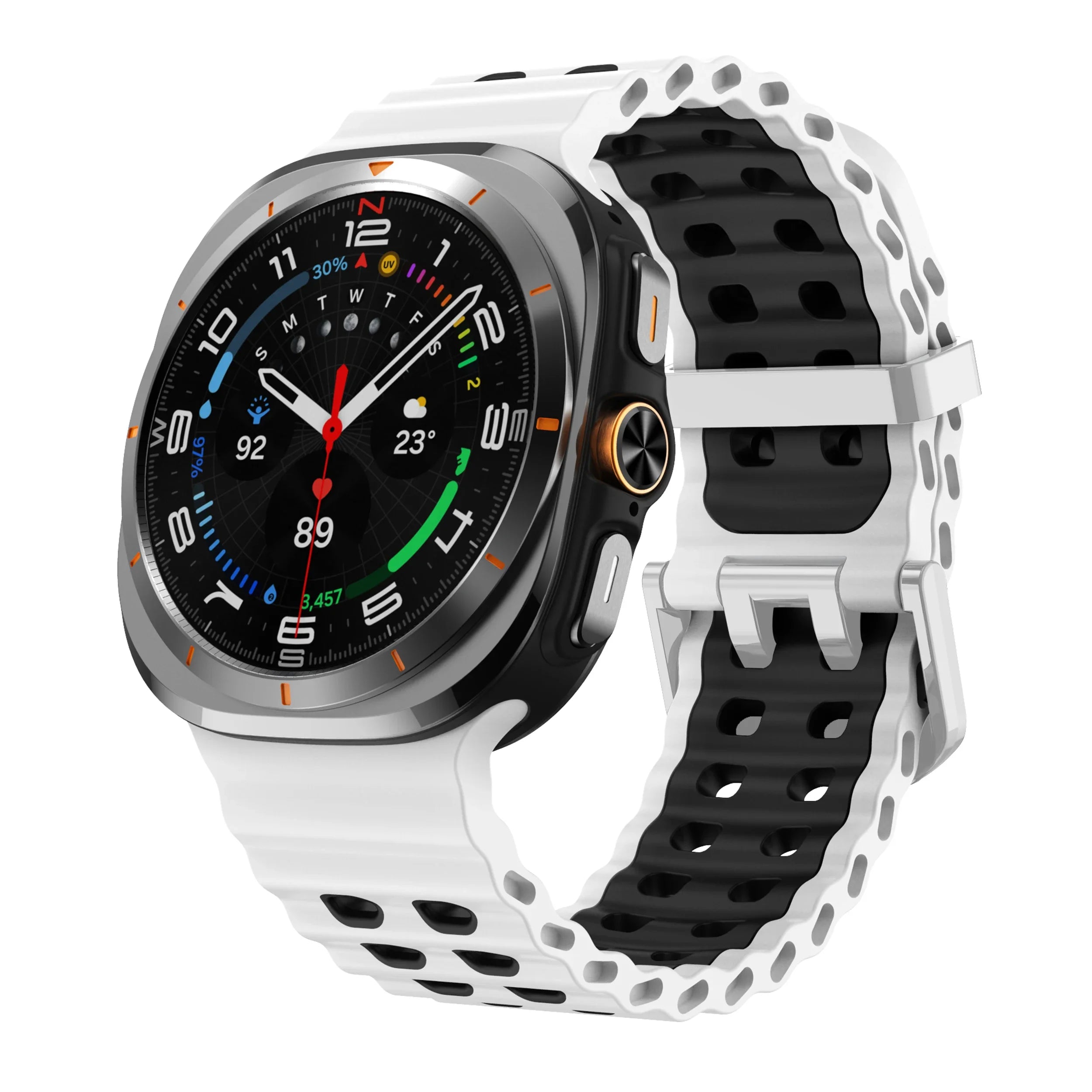Two-Tone Sports Silicone Strap For Samsung Galaxy Watch Ultra Marine Band Bracelet For GalaxyWatch Ultra 47mm Watchband Qme White BlackS Galaxy Watch Ultra