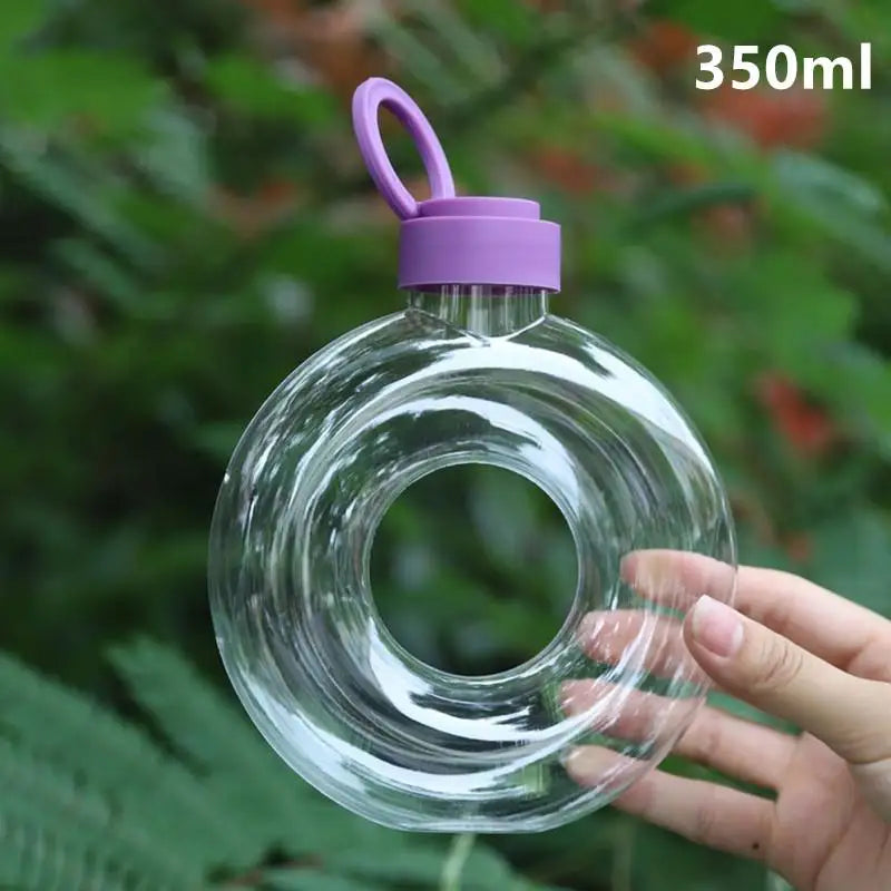 350ML Donut Kids Water Bottle Leak-Proof Travel Cup Children Anti Fall Transparent Drinking Bottle Sports Water Bottle Qme Purple 350ml