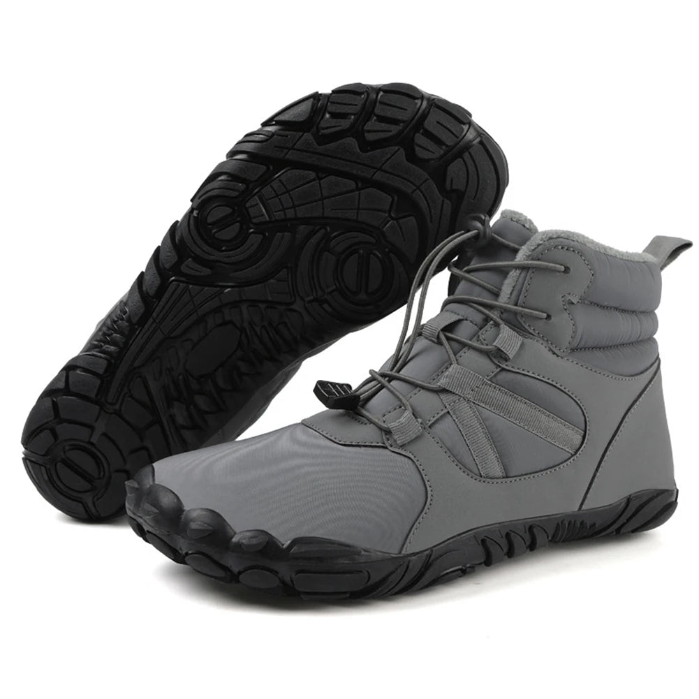Winter Snow Boots Winter Jogging Sneakers Non Slip Casual Barefoot Shoes Waterproof High Top for Outdoor Travel Qme Grey 42