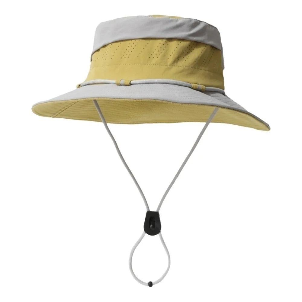 Sweet Color Blocking Sun Protection Bucket Hat Adjustable Visor Sunscreen Fisherman Hat Quick Drying Korean Style Sun Hat Hiking Qme Grey Yellow