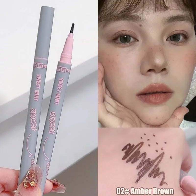 Natural Lifelike Freckle Makeup Pen Liquid Lightweight Round Head Fake Spot Pen Long Lasting Waterproof Face Dot Mole Pen Qme