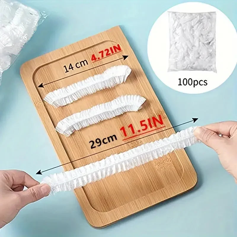 100pcs Disposable Fresh-keeping Film Cover Reusable Kitchen Household Food Grade Fresh-keeping Bowl Cover PE Fresh-keeping Film Qme