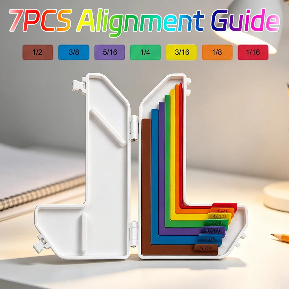 7 Pcs Paper Crafting Alignment Guides with Storage Case and Size Tabs Color-Coded Tools Paper Craft Supplies Scrapbooking Tool Qme