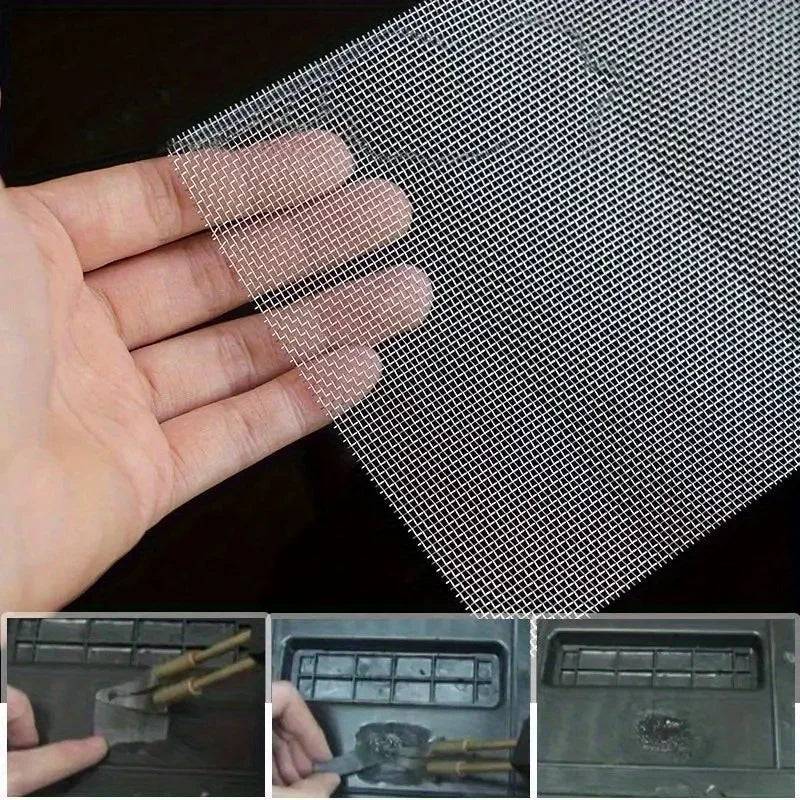 6pcs Pack Heavy-Duty Stainless Steel Repair Mesh - High-Temp Resistant Plastic Crack Fixing Metal Grid Suitable for Bumpers, Qme